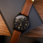 خرید و قیمت ساعت مردانه کیو اند کیو Q77B-003PY | قاب مشکی بند قهوه‌ای | ساعت جَم