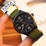 خرید و قیمت ساعت مچی مردانه کیو اند کیو Q77B-004 | بند برزنتی سبز | ساعت جَم