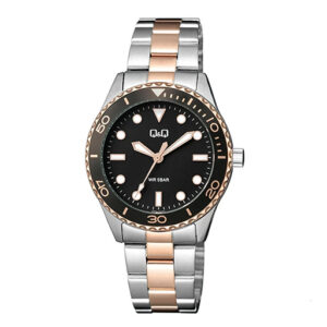 خرید و قیمت ساعت زنانه کیو اند کیو Q55A-002PY | بند استیل رزگلد نقره‌ای | ساعت جَم