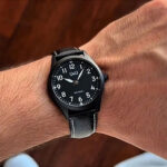 خرید و قیمت ساعت مردانه کیو اند کیو Q76B-003PY | تمام مشکی بند چرمی | ساعت جَم