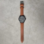 خرید و قیمت ساعت مردانه کیو اند کیو Q77B-003PY | قاب مشکی بند قهوه‌ای | ساعت جَم