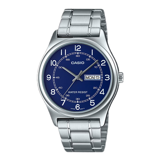 MTP-V006D-2BU ساعت مچی مردانه Casio MTP‑V006D‑2B | استیل کلاسیک روز و تاریخ