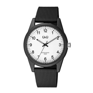 ساعت مچی مردانه Q&Q VS12J‑001Y | طراحی اسپرت مشکی با صفحه سفید
