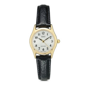 ساعت مچی زنانه Casio LTP-1094Q-7B2 | بند چرمی طلایی
