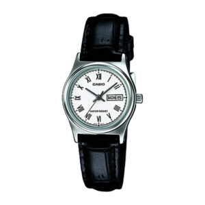 ساعت مچی زنانه Casio LTP‑V006L‑7B | بند چرمی صفحه مشکی