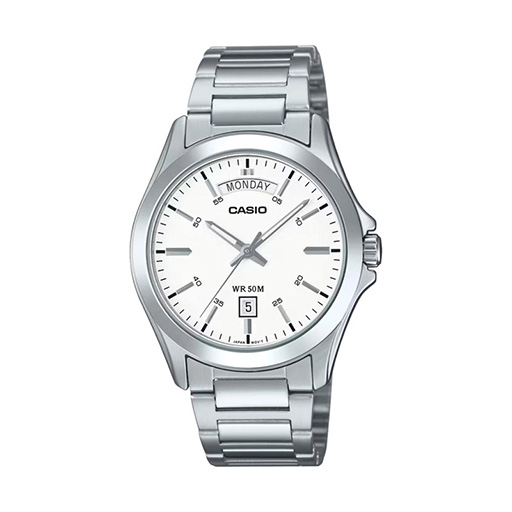 MTP-1370D-7A3 ساعت مردانه کاسیو MTP‑1370D‑7A3 | کلاسیک صفحه سفید با تقویم کامل